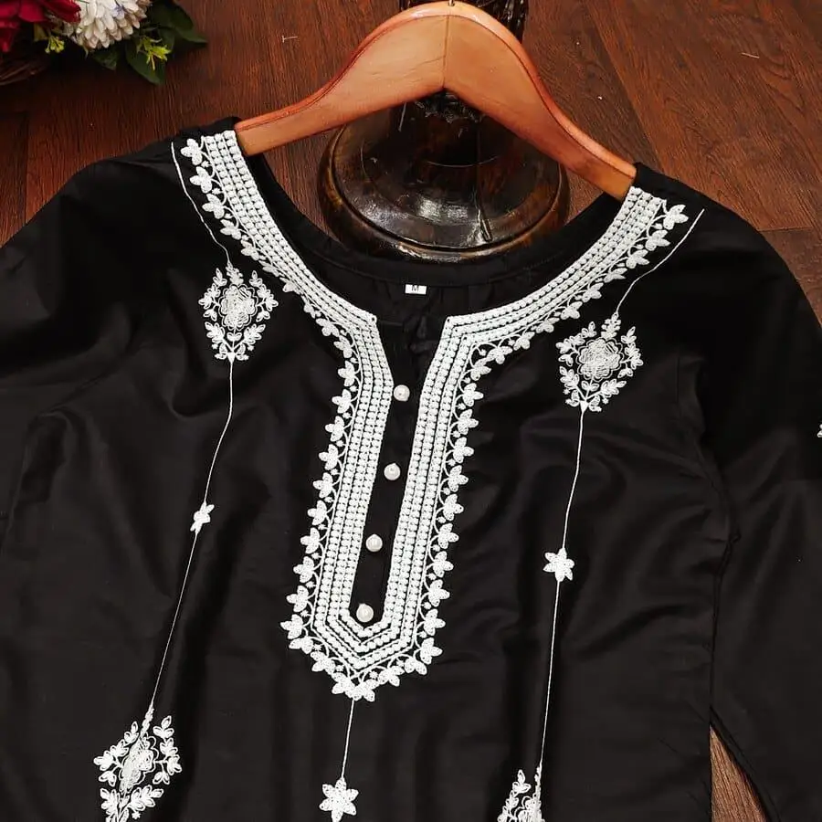Дизайнерская Резьбовая верхняя часть RAYON lakknowi с черным Палаццо