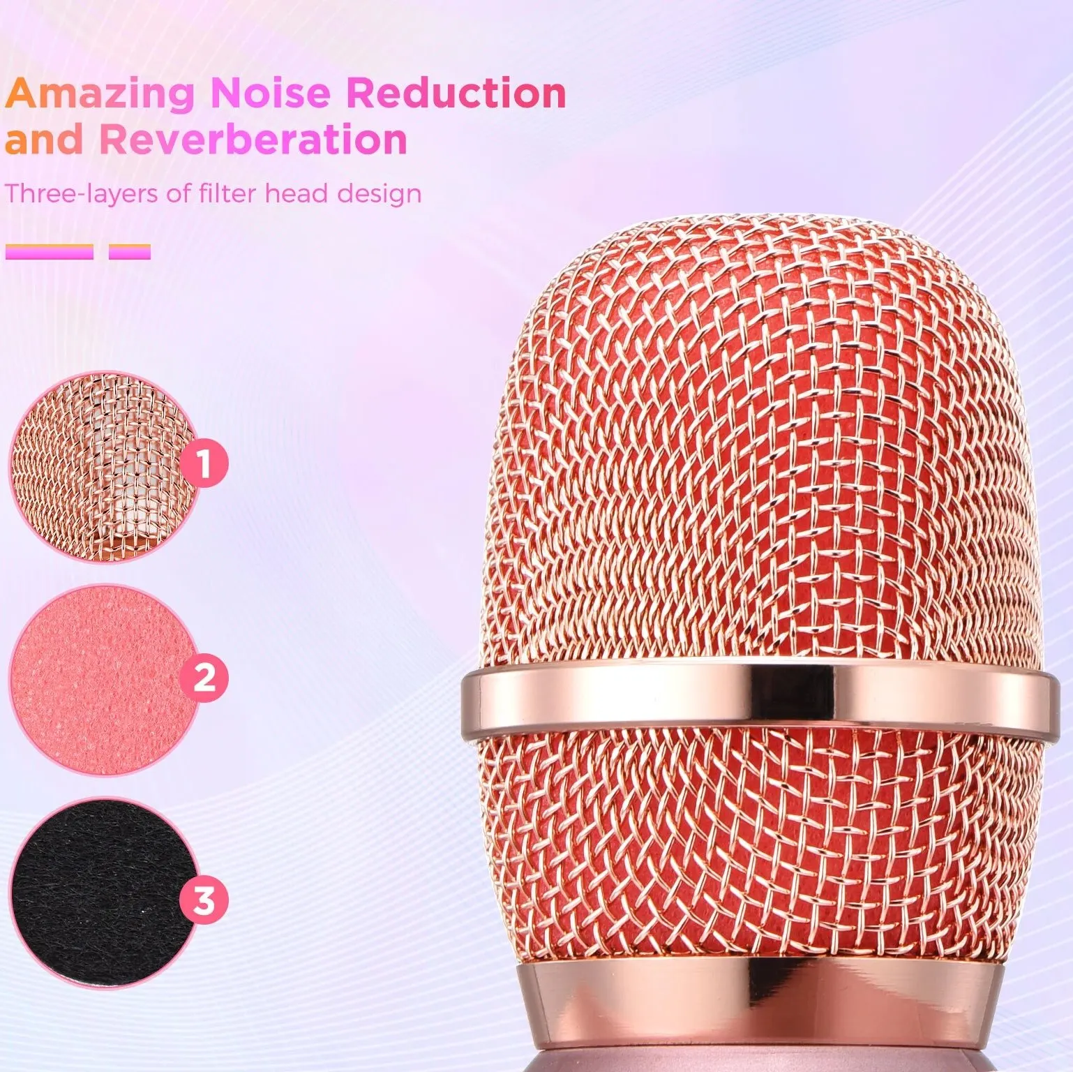 Беспроводной микрофон для караоке, 3-в-1 Портативный динамик машина для всех смартфонов, подарок для мальчиков и девочек, детей и взрослых