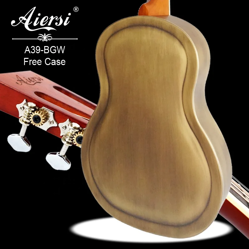 China Aiersi Brand Duolian Style metal Brass Bell Body Blues Slide Resonator guitar good quality for player musical instruments