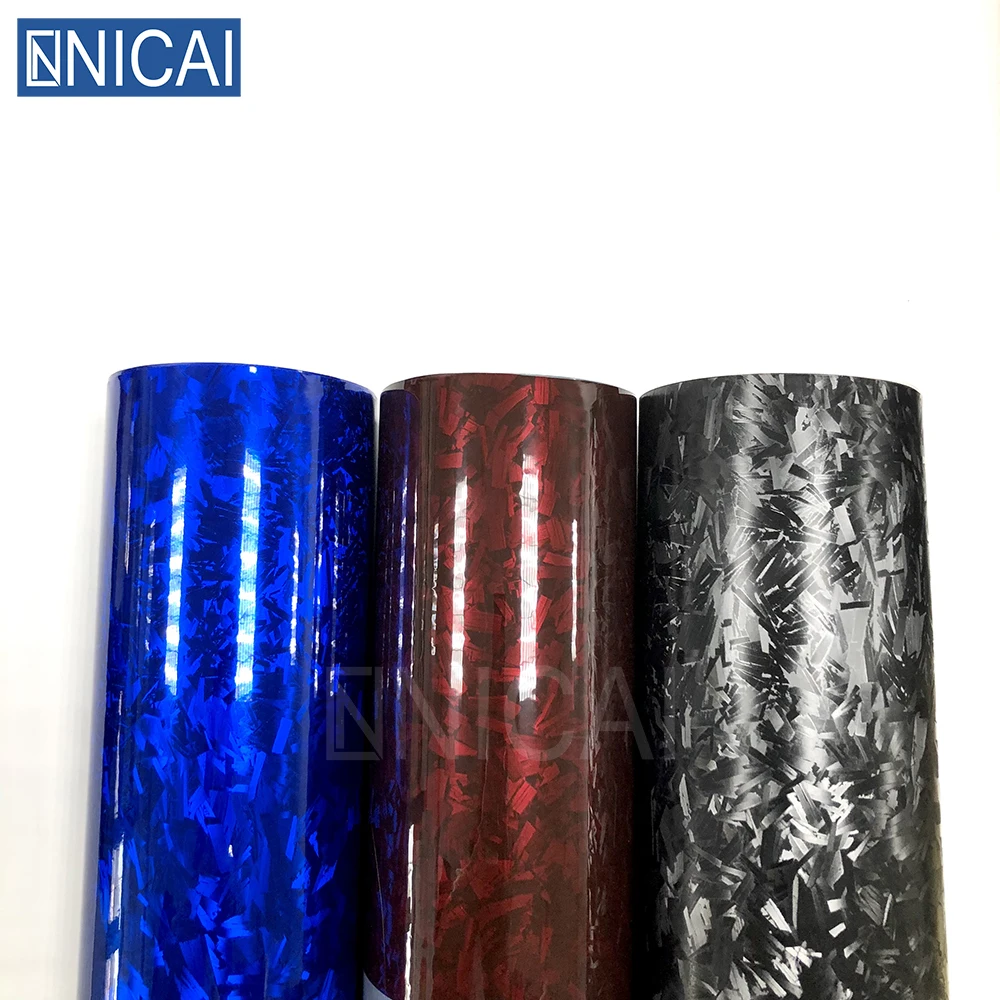 NICAI Metallc Glossy Forged Carbon Fiber OEM ODM Factory Vinyl for Car Vehicle Self Adhesive Film Motorcycle Car Wrap Vinyl Film