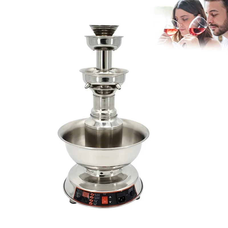 Large Electric Double Tower 7 Tier Champagne Stainless Steel Wireless Chocolate Melting Fondue Fountain Melters Machines
