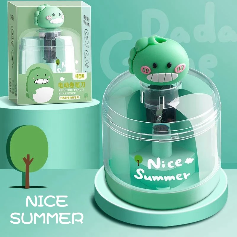 Electronic Pencil Sharpener Cute Chicken Dino Bear Rabbit for Student Kid Children Battery AA