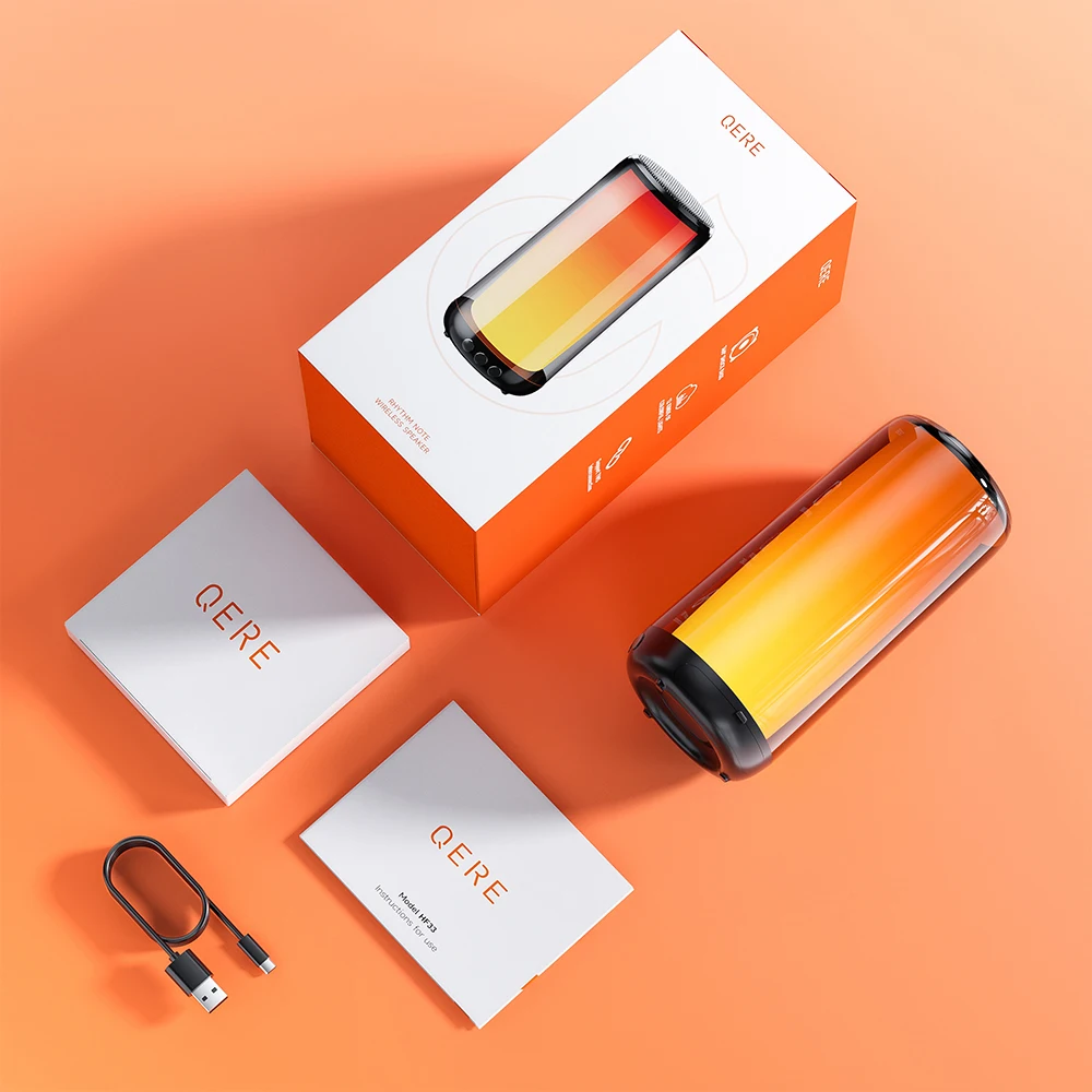 Wholesale QERE HF33 Mini Portable Wireless Speaker Outdoor Subwoofer With 360 Led Flashing Colorful Metal Bass Speaker