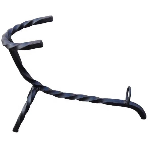 Premium High Quality Wholesale Drinking Horn Stand Hand Forged Iron Black Mead Beer Horn Twisted Display Holder Customize Sizes