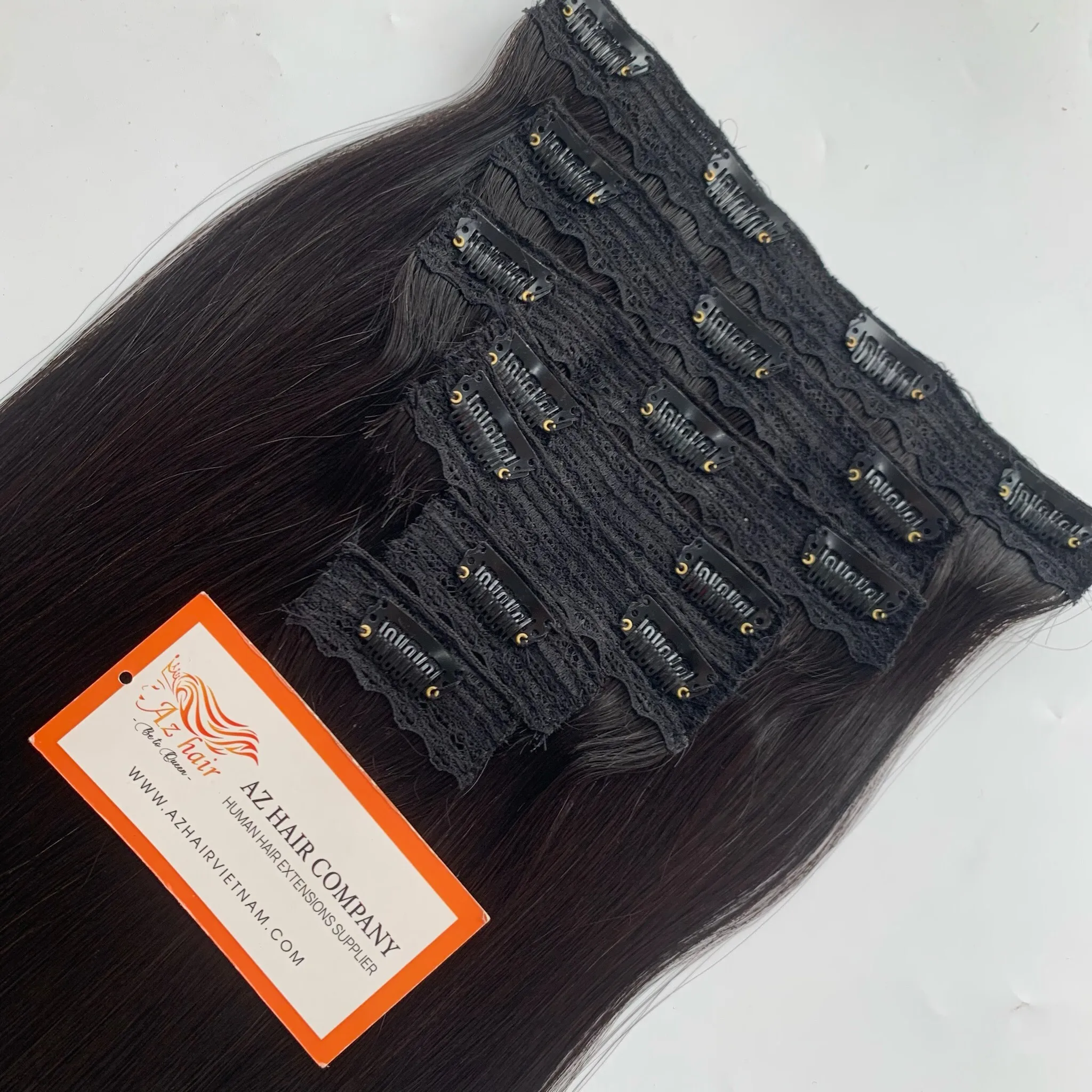 Factory Wholesale Price Best Selling Clip In Straight Hair Black Color 100% Vietnamese Human Hair Silky Smooth Chemical Free