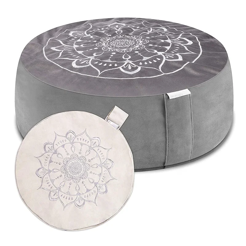 Custom Handmade Round Velvet Fabric Eco-friendly Buckwheat Hulls Yoga Meditation Cushion Floor Pillow