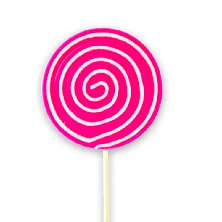 Wholesalelolly round fruit flavored lollipop multicolour hard candy stick swirl giant lollipop candy
