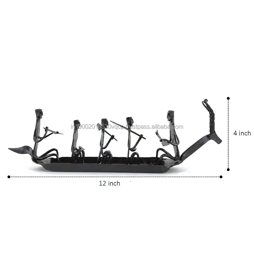 Indian HandCraft Brass Tribal Iron Kerala Boat of Bastar Art (Black, 12 x 4 inch) Home & Office Decor Figurine Hot Sell