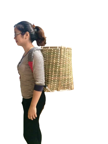Back bamboo handmade basket  with sling back to buy food storage fruit useful bamboo basket for farm with Japan standard