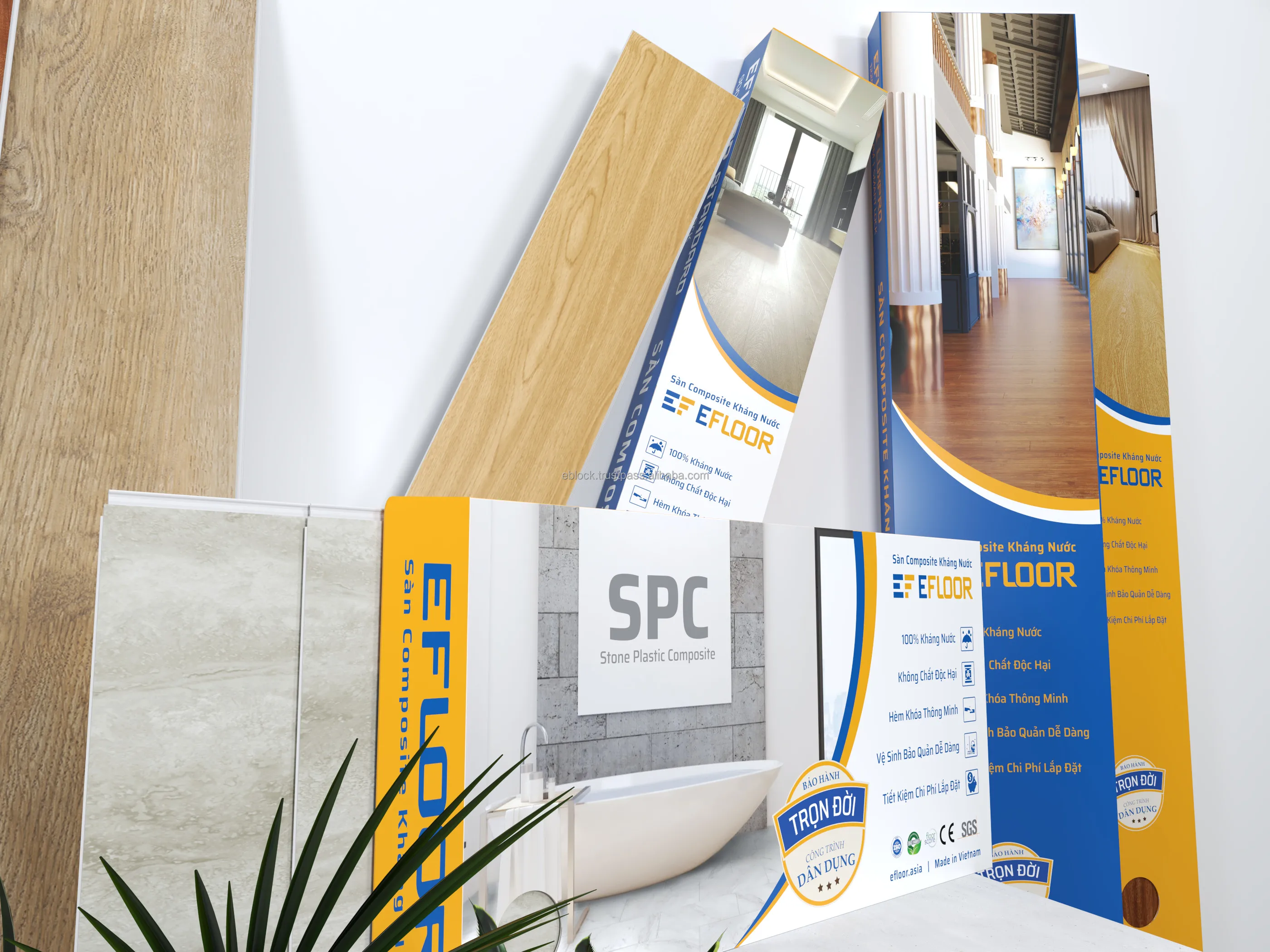 High Quality Luxury SPC Flooring from Vietnam Manufacturer Best Price PVC Floor for Villas Easy Adhesive Installation