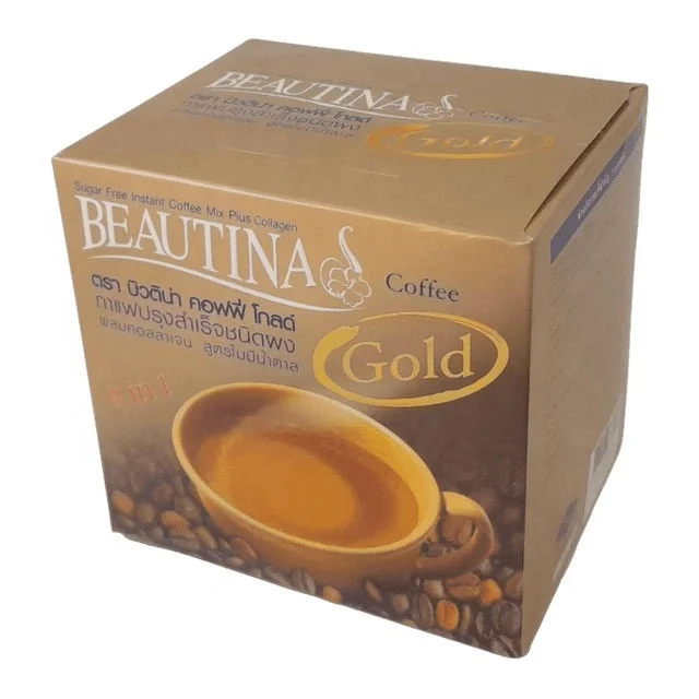 Best Selling 150g Slimming Coffee Mix Instant Powder Collagen Sugar Free Beautina Gold Brand  15g x 10 Sachet from Thailand