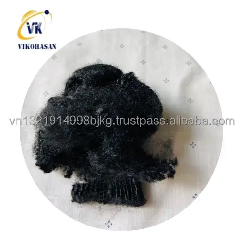 Solid Dry Black Fiber made by recycled scrap fabric  from largest Vietnam factory  good for quilting wadding filling