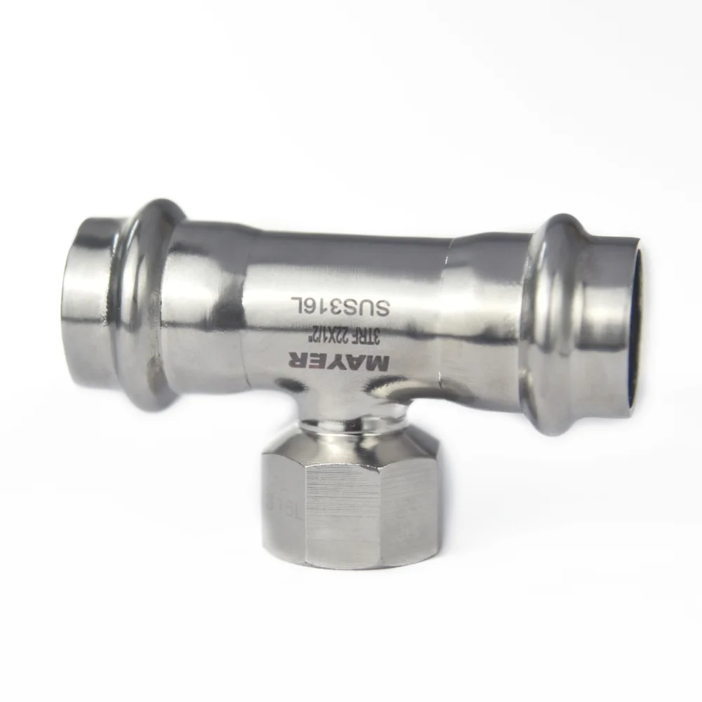 Stainless steel 304/316 tee pipe fittings connection Sanitary grade mirror polished