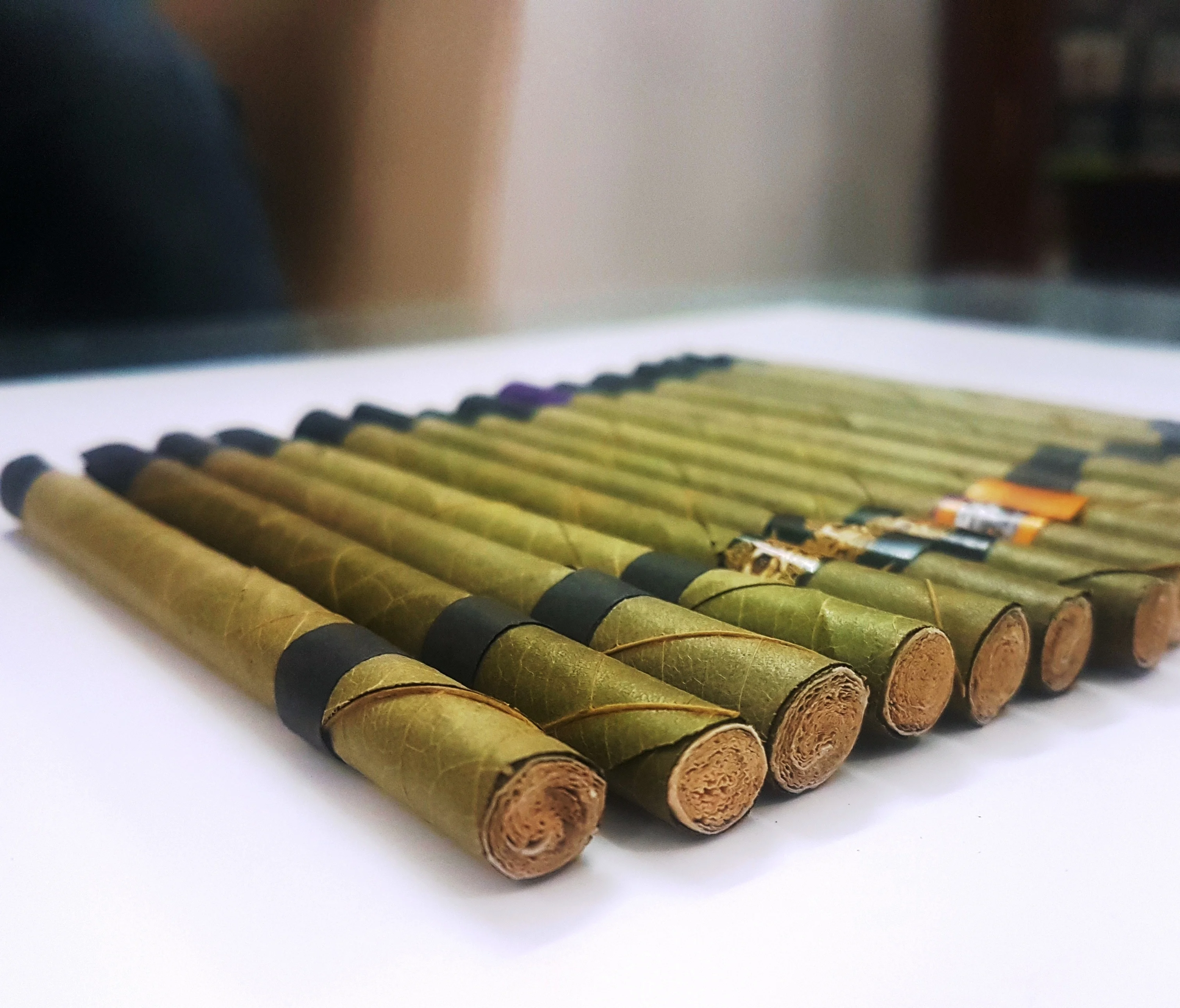 Hand Rolled Palm Leaf Best Price in market Palm Leaf Rolls in wood & glass tips all sizes Rollies Queen & King sizes bulk supply