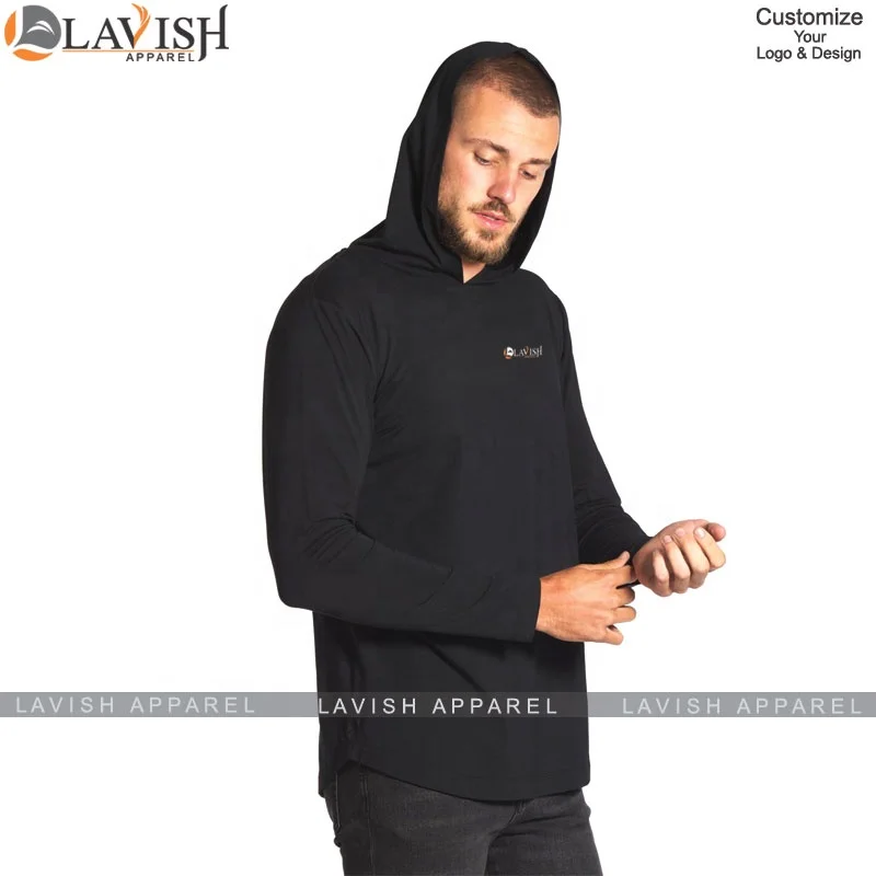 High Quality Customized Pullover Hooded T-shirt 100% Cotton Customized Sleeve With Different Colors Available