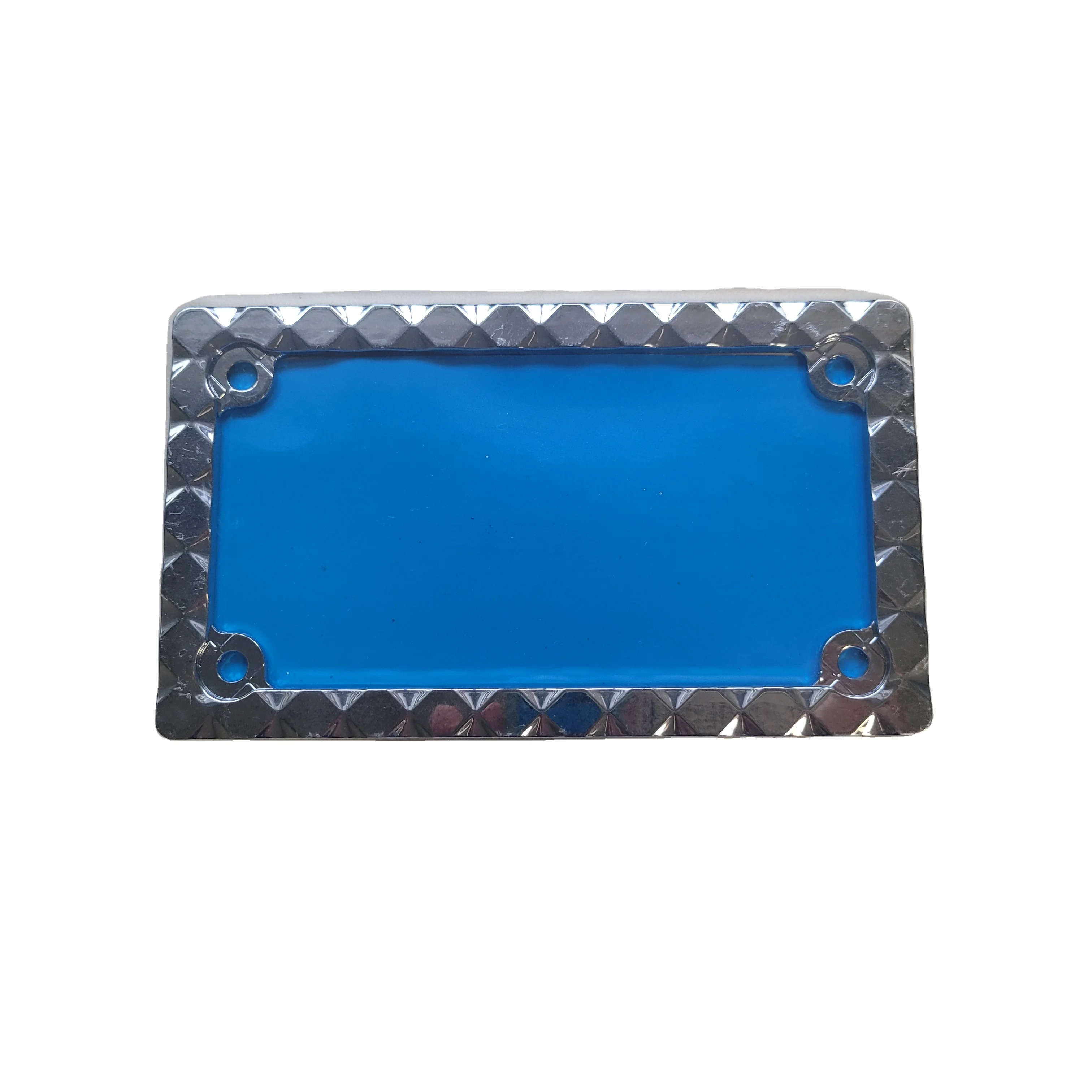 4 Wheel Motorcycle Silver Diamond Plate License Plate Frame for Enhanced Balance