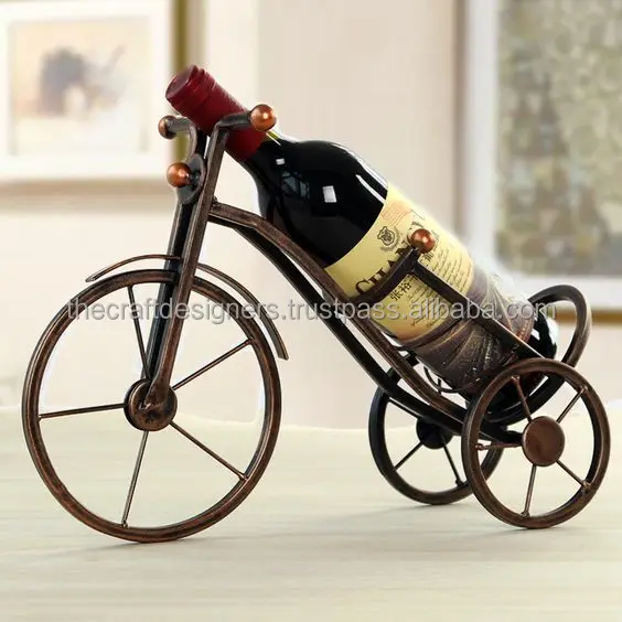 India Craft Human Arts Wine Bottle And Holder Decorative Anti Slip Display Metal Iron Wire Beer Bottle Stand Single Piece