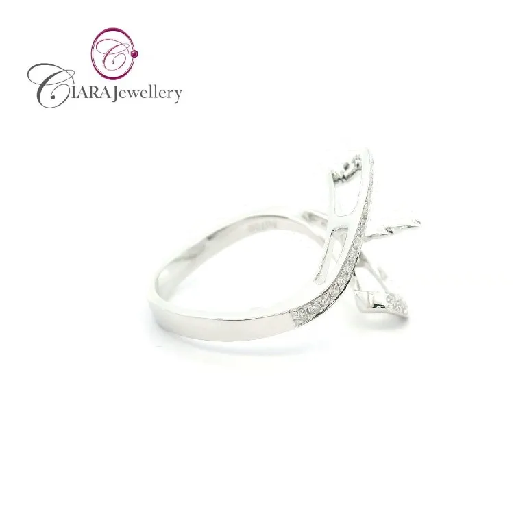 18K AU750 SOILD WHITE GOLD REAL NATURAL DIAMOND 13MM PEARL RING MOUNT