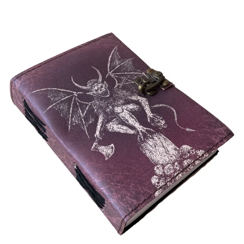 Leather Journal Vintage Paper Notebook & Sketchbook planner Retro Collage Poster Design Printed dragon Handmade Cotton Paper