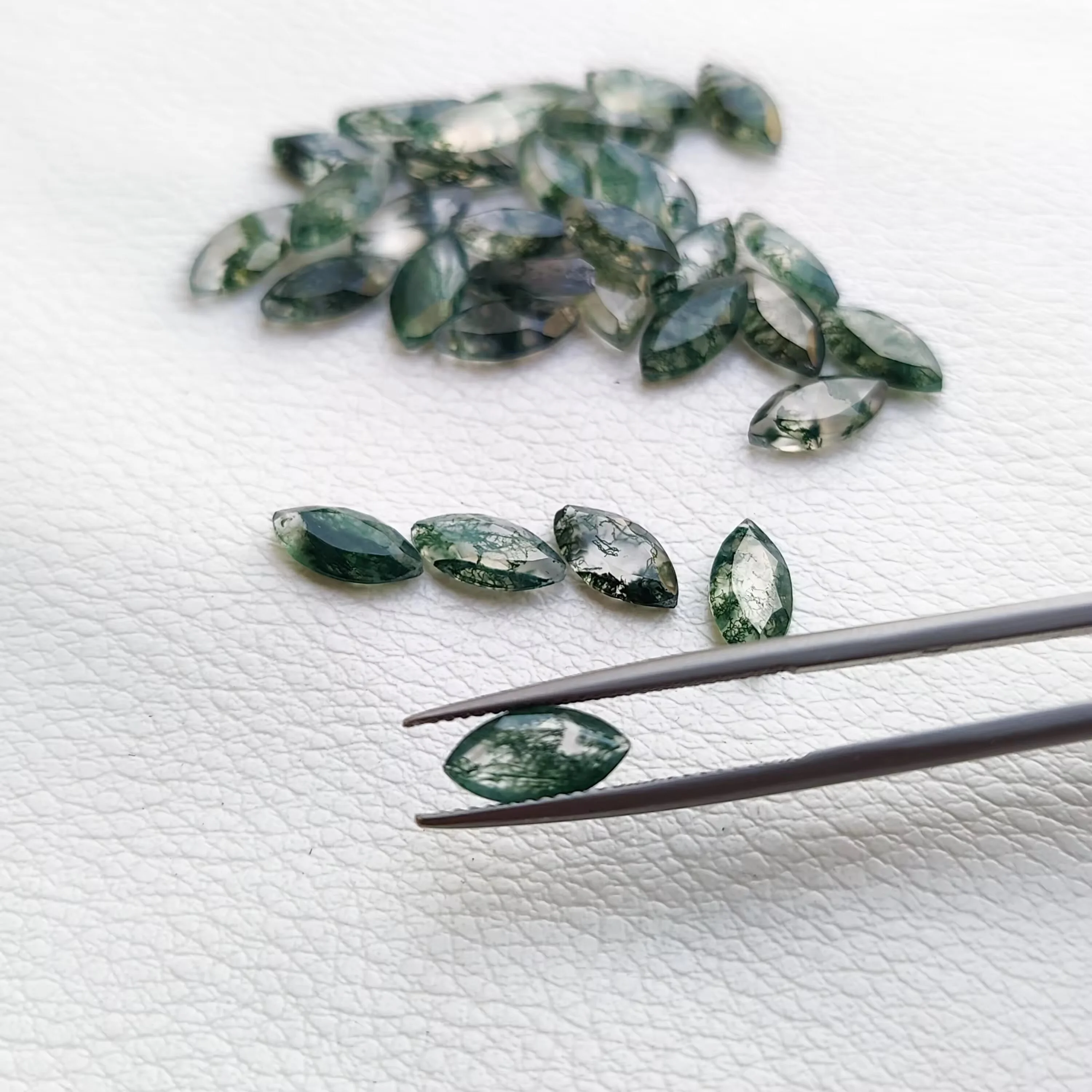 Certified Natural 4mm 8mm Green Moss Agate Faceted Marquise Cut Crushed Semi Precious Loose Gemstones From Verified Manufacturer