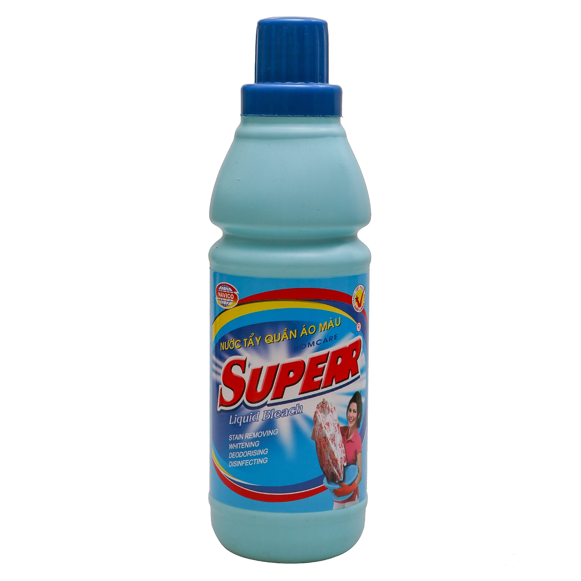 Superr liquid bleach with floral/lemon scent, safe for colored clothes, effectively prevents bacteria 450ML