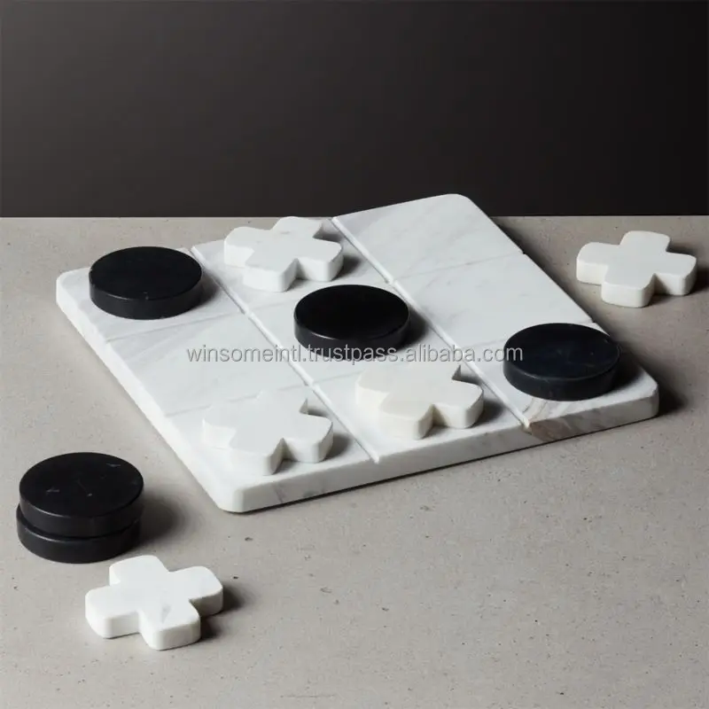 
Winsome International Mini Games Tic Tac Toe in Marble Unique Design Education Table Decor Mind Brain Teaser For Home Decoration 