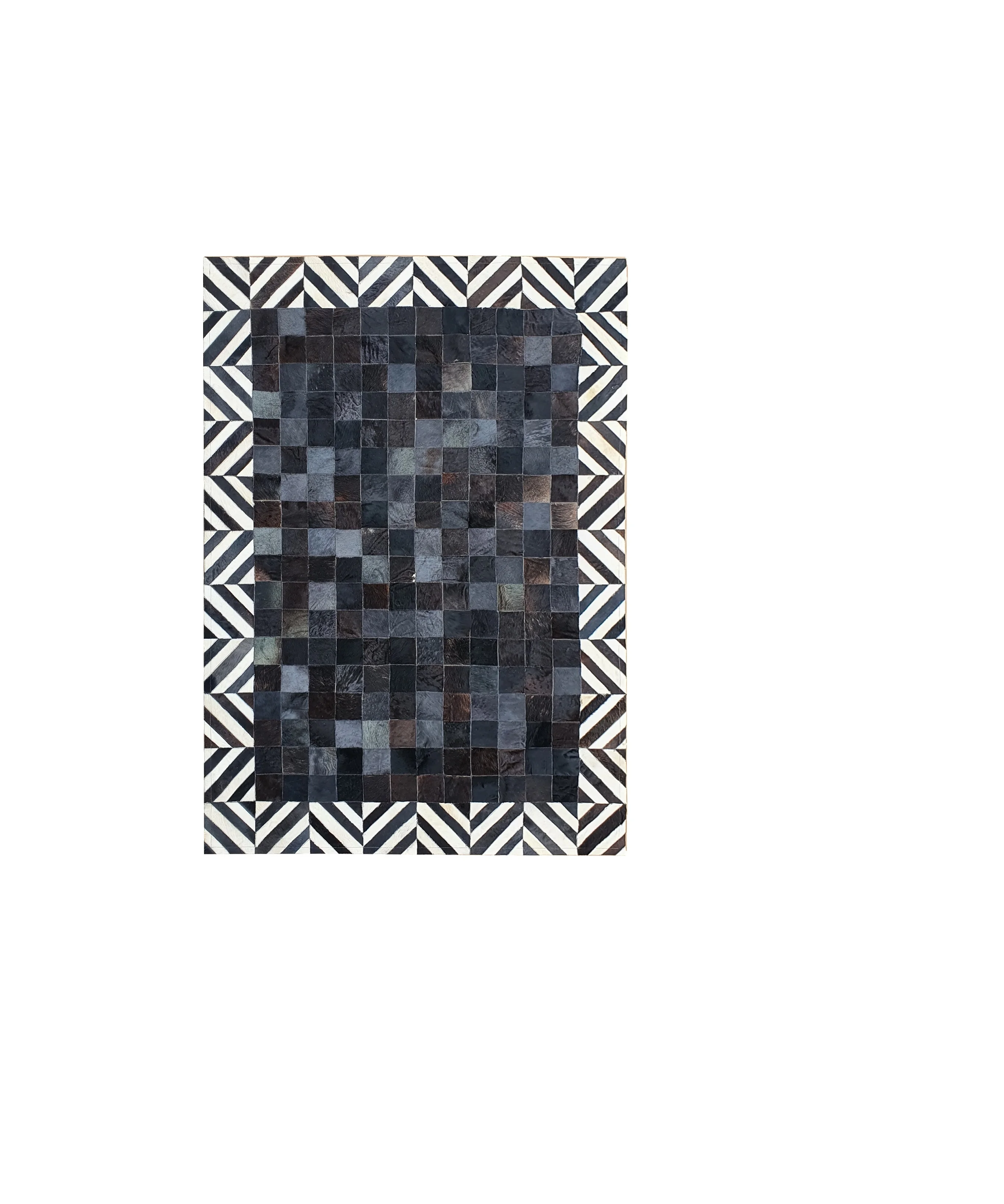 Modern Design Black and White Pure NEW Genuine Cow Leather Hair on Handmade Patchwork Leather cowhide Area rug
