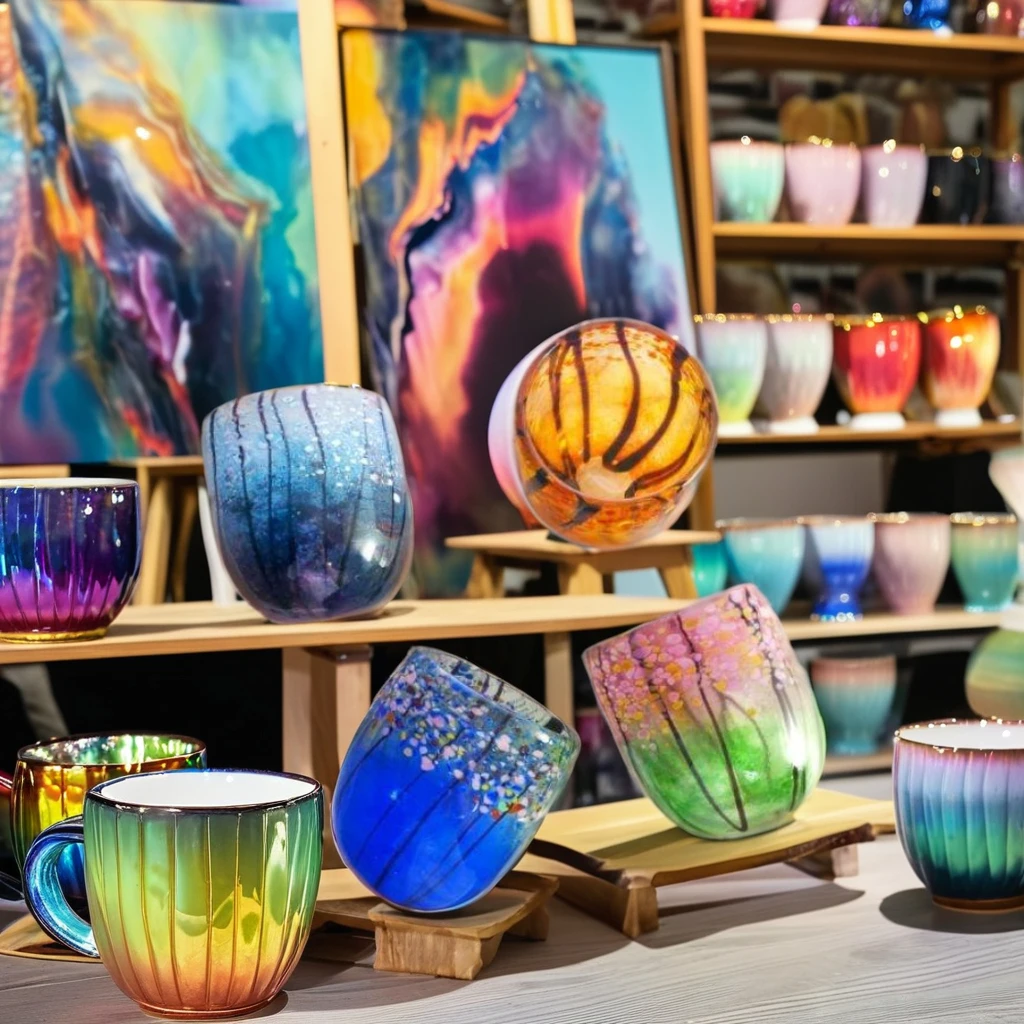 Blown Mexican Drinking Glasses Colored  Murano Glass Tumbler