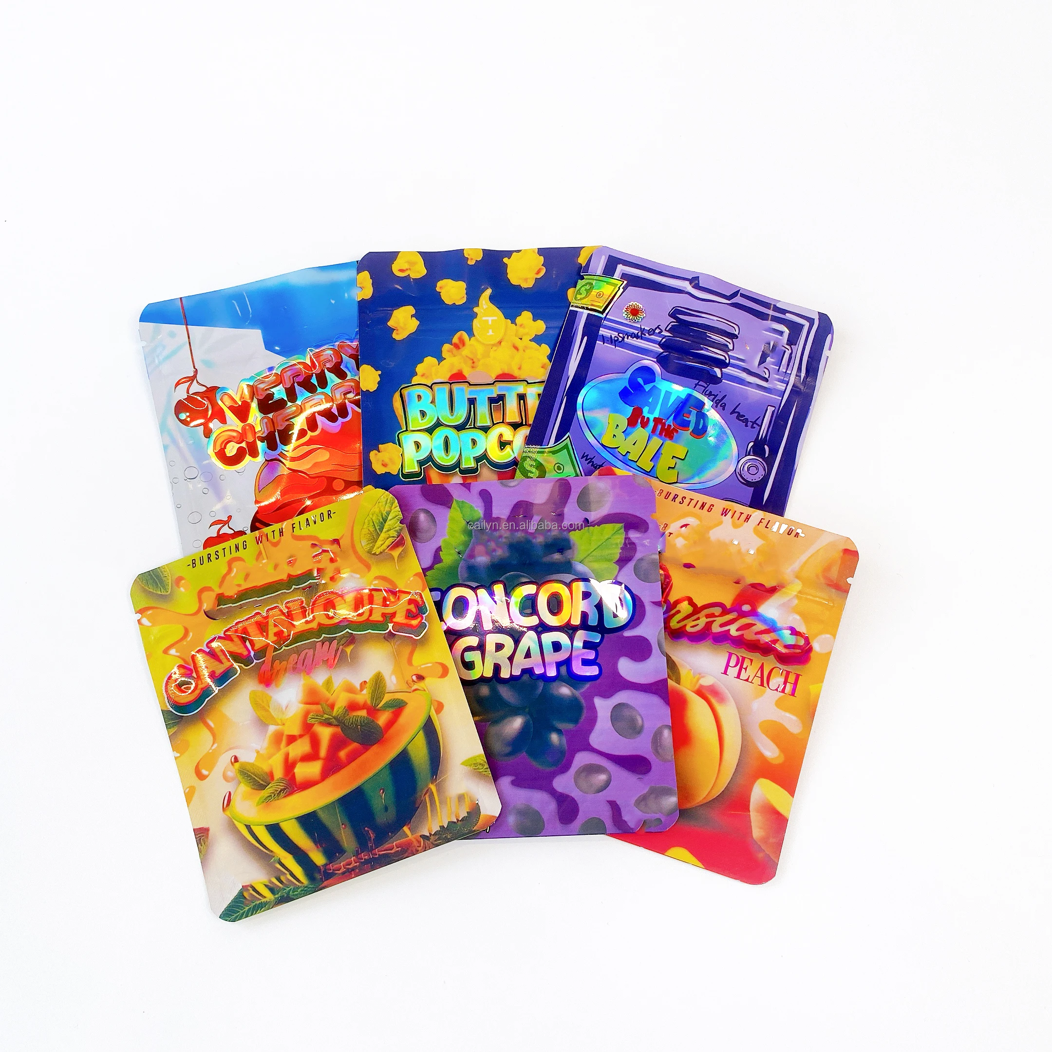 Cailyn Logo Printed custom packaging Reusable Smell Proof Gummies Candy Zip Lock smell proof custom 3.5 mylar bags candy bags