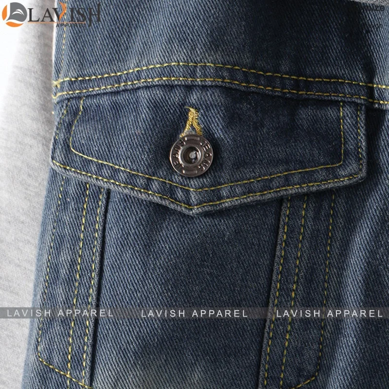 Custom Logo Mens Denim jean Jacket Trendy Fashion Ripped Denim Male Street wear Jackets With Attached Sleeves