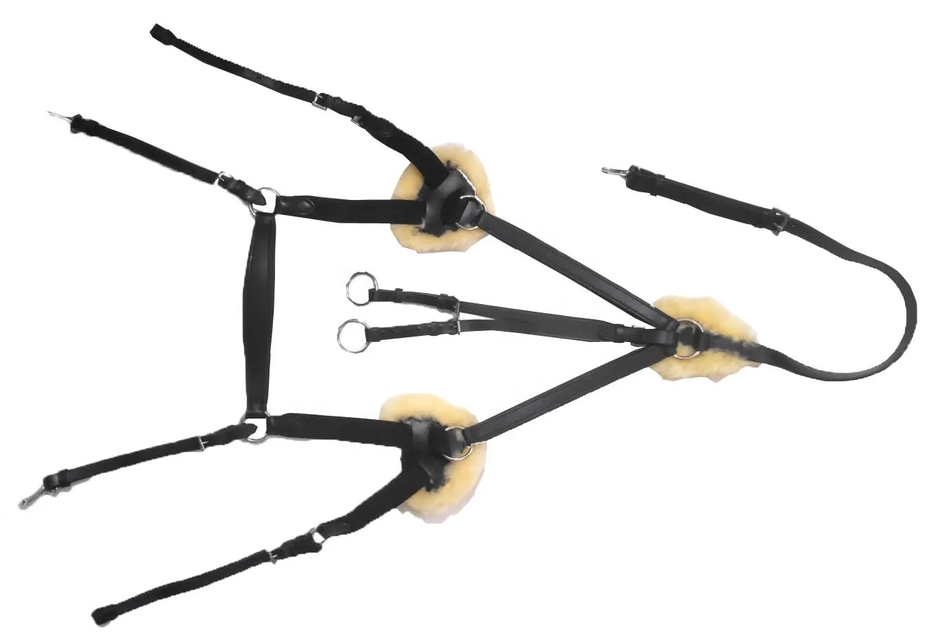 Portable Top Quality Genuine Leather Horse 5 Way Martingale Made of Good Quality  DD Leather with Original Sheep Wool Padding