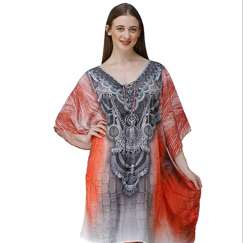 New Arrival Digital Print Beach Wear Kaftan and Cover-up Dresses For Women