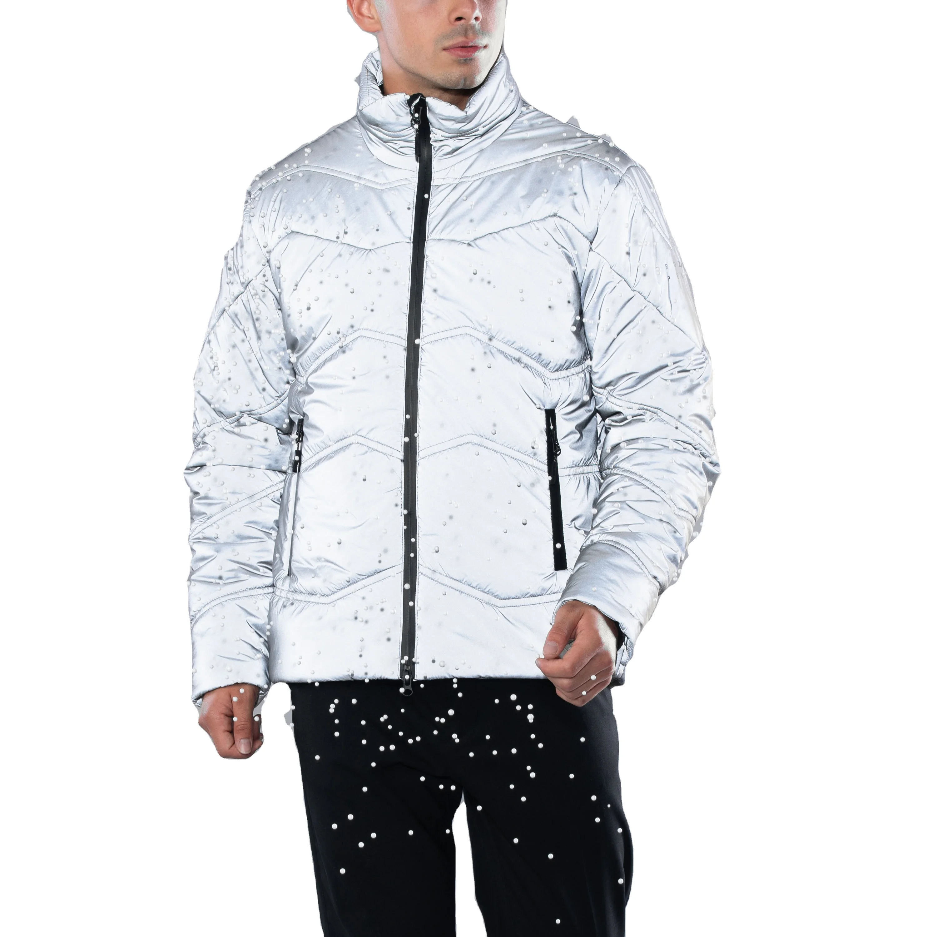 Reflective puffer jacket men winter 2021 Excellent quality super bright shining style bubble jacket / puffer jacket for unisex