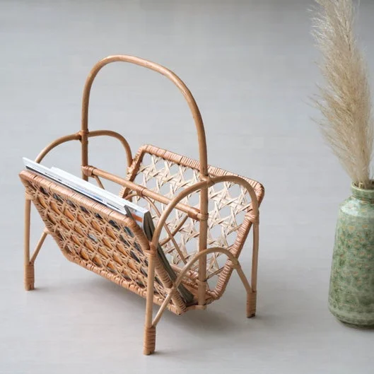  Top selling handicraft rattan magazine holder office storage for home