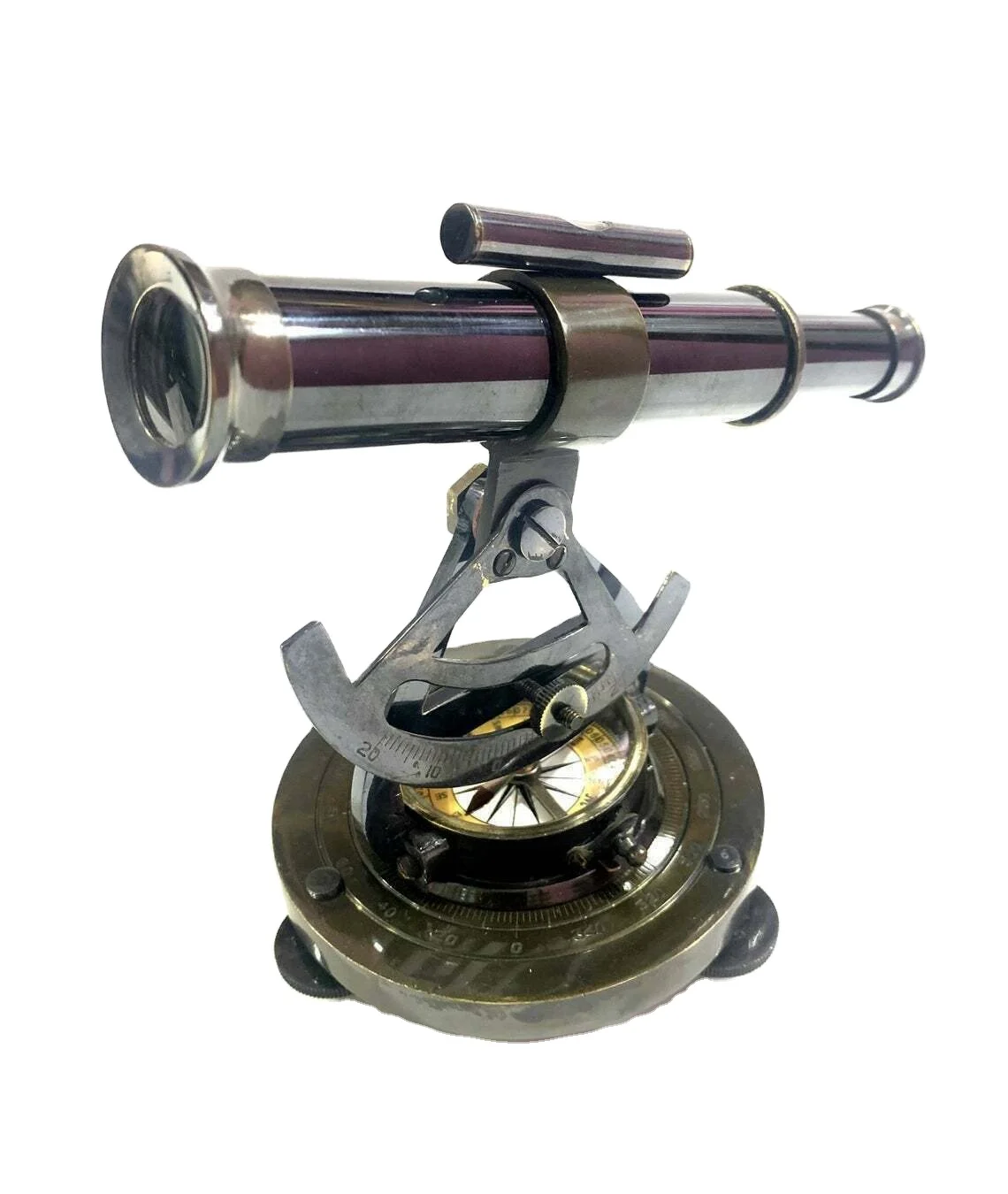 Alidade Telescope Brass Nautical Antique With Compass On Base Office/Home Decor binoculars antique vintage handmade gift