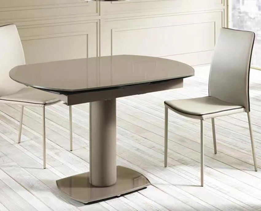 Dining Room Glass Top Metal Legs Modern Oval Rectangular Extendable Pedestal Extension Dining Table