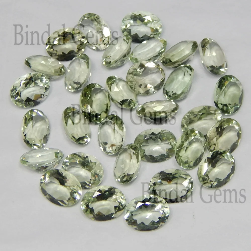 High Quality Certified Natural Green Amethyst 8x10mm Oval Normal Cut Loose Gemstone for Jewelry Making