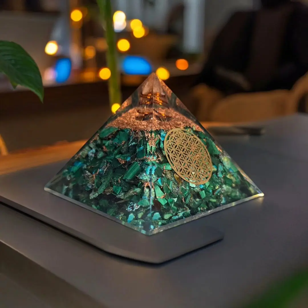 Orgone Pyramid Natural Malachite With Chrysocolla Buy Best Selling Emf Protector Orgonite Chakra Gemstone Pyramids For Healing