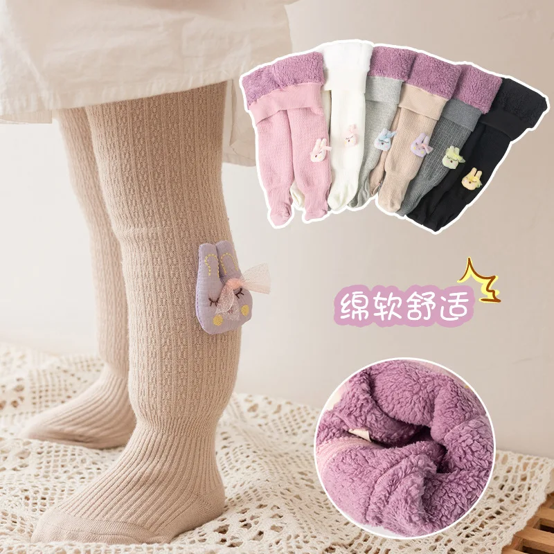 Hot Selling Winter Super Thick Warm Cloud Velvet Fuzzy Fluffy Kids Pantyhose Cute Animals Doll Thermal Baby Kids Pantyhose