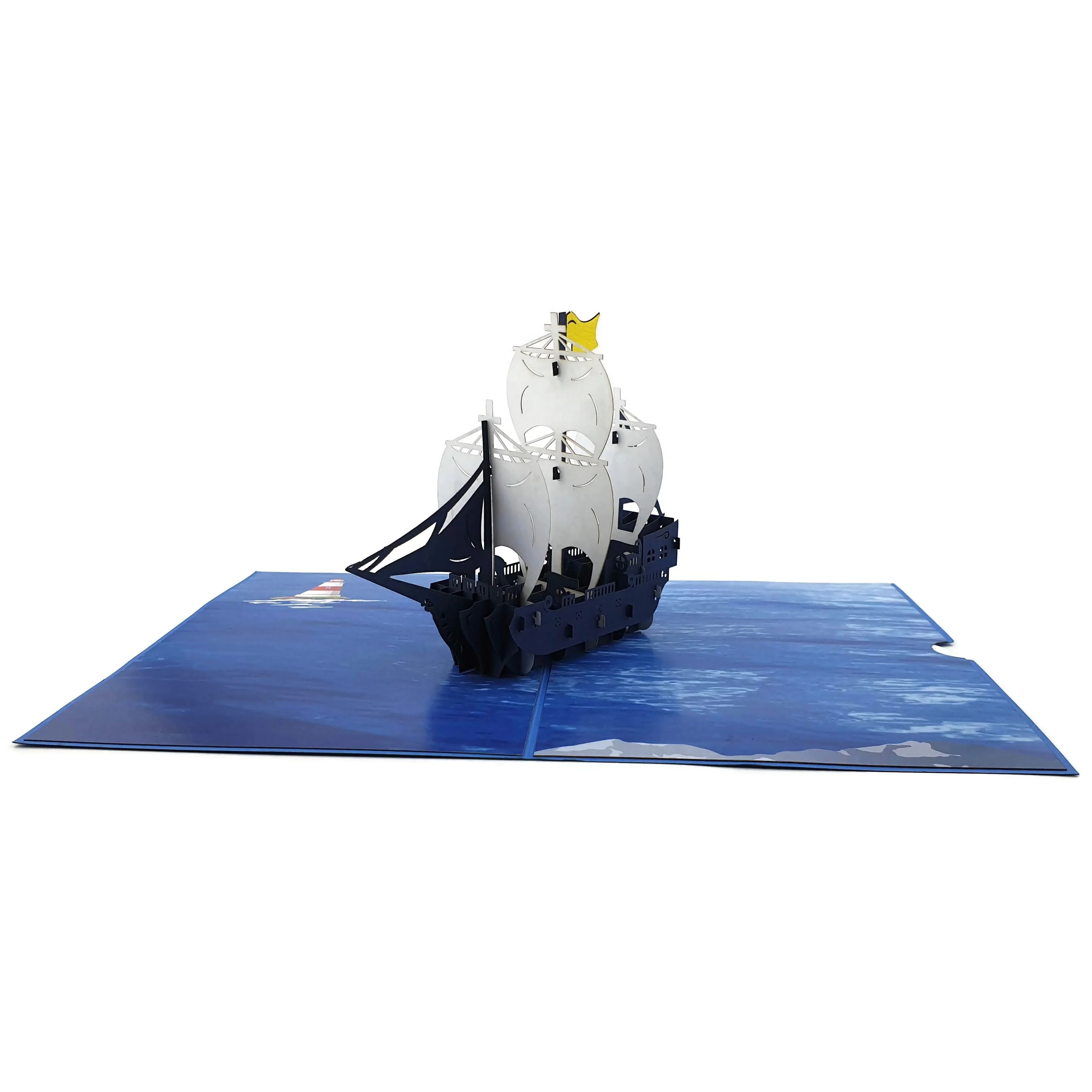  3D открытки ручной работы с лазерной резкой Выдвижная поздравительная открытка в форме лодки 3 крыльями