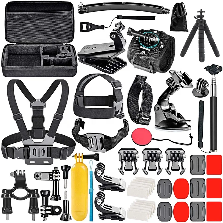 Junnx New 50 in 1 camera accessories Carry case chest strap for Go pro Hero Max  10 9 8 7 6  DJI Osmo Xiaomi