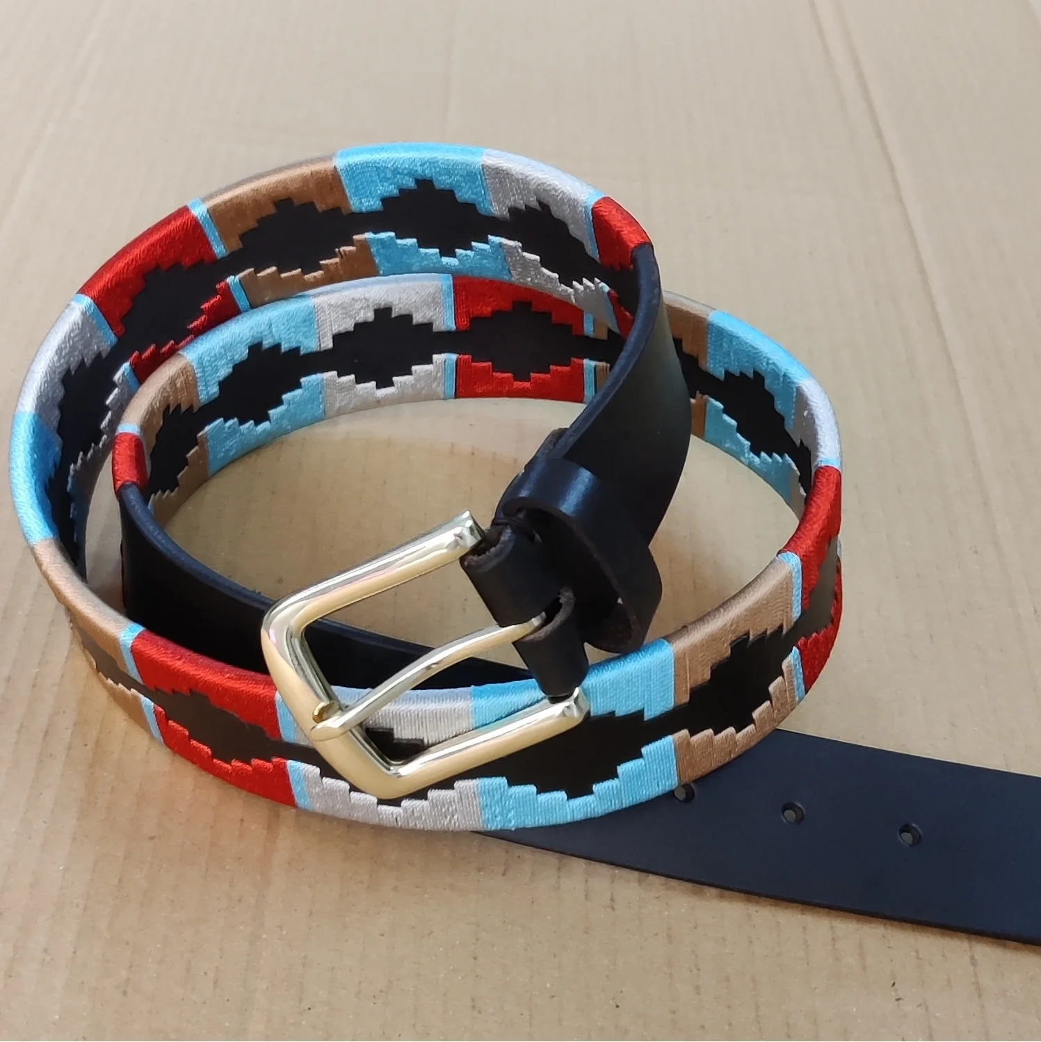 Hand Made Polo Leather Belt Attractive Look Black Color Leather Gaucho Belts