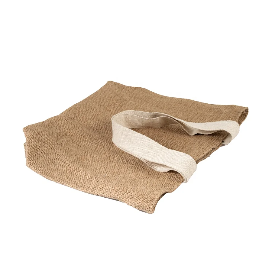 Sisal Tote Bag Hessian shopper NP Full Gusseted Cotton Strap Handle Double Washed Gunny 100% Jute 100% Handmade in Nepal Solid
