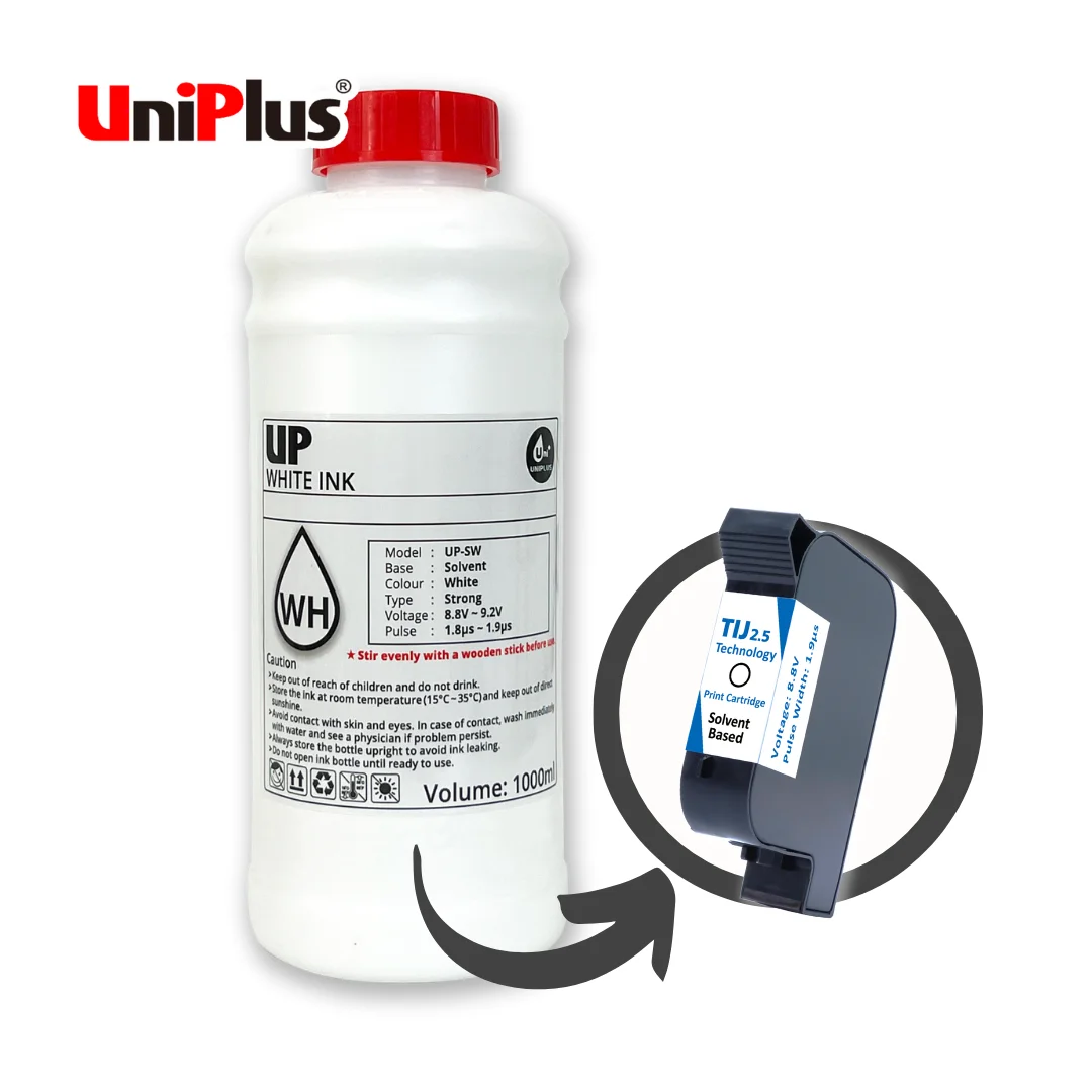 Uniplus High Quality White Refill Ink For Solvent Based Cartridge