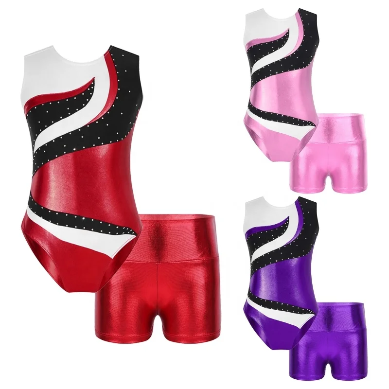 6-14 Kids Dancewear Set Modern Girls Stage Dance Performance Wear Costumes Gymnastics Leotards Competition Gymnastics Clothing