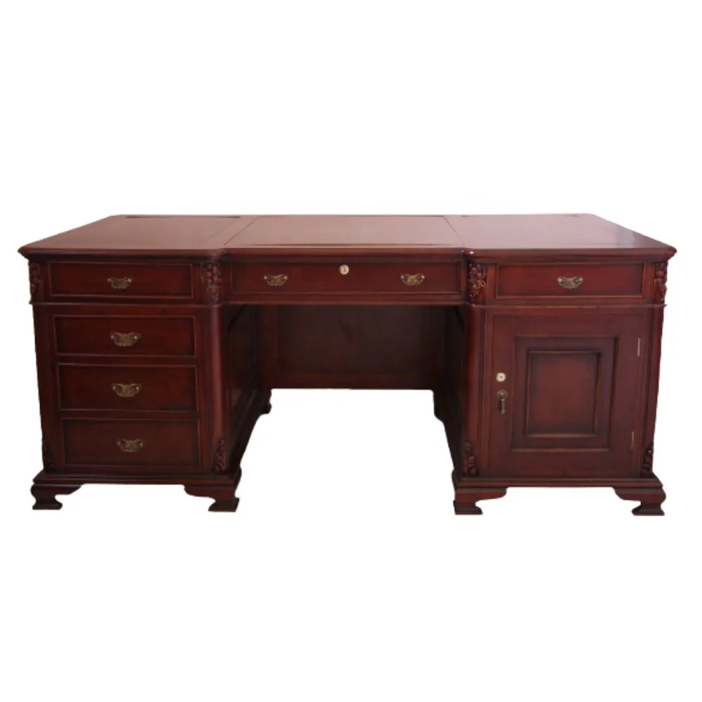 Antique Executive Desk Wooden President Desk Designed for European Style Office Furniture and Classic Home Office