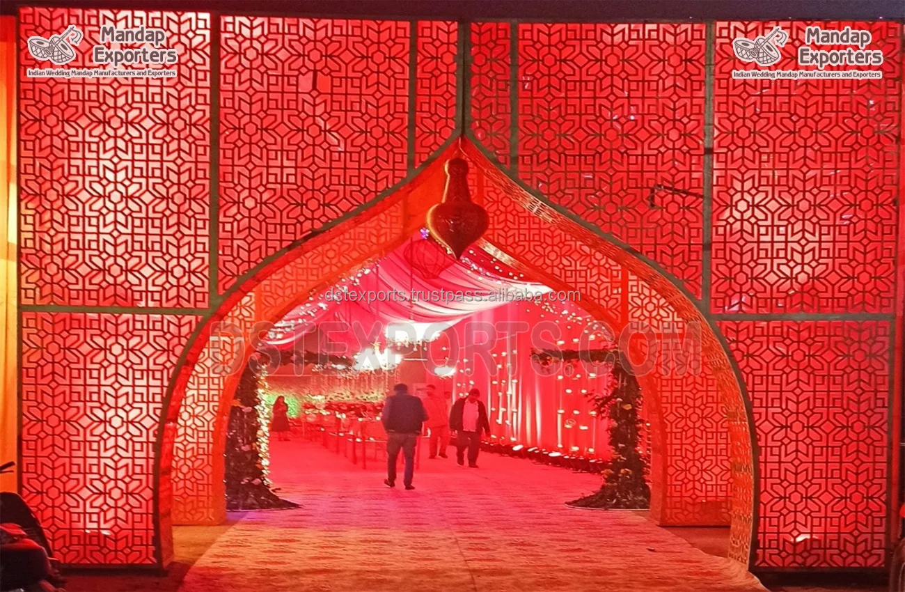Moroccan Mehndi Night Stage Laser Cut Frames Arabian Style Hot Sale Wedding Backdrop Stand Muslim Wedding Laser Cut Metal Panels