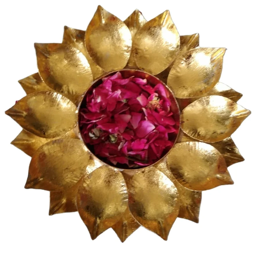 
Lotus Simple Iron platter in iron metal gold colour with brilliant design of flower leaves of colour Diwali item new desinge 