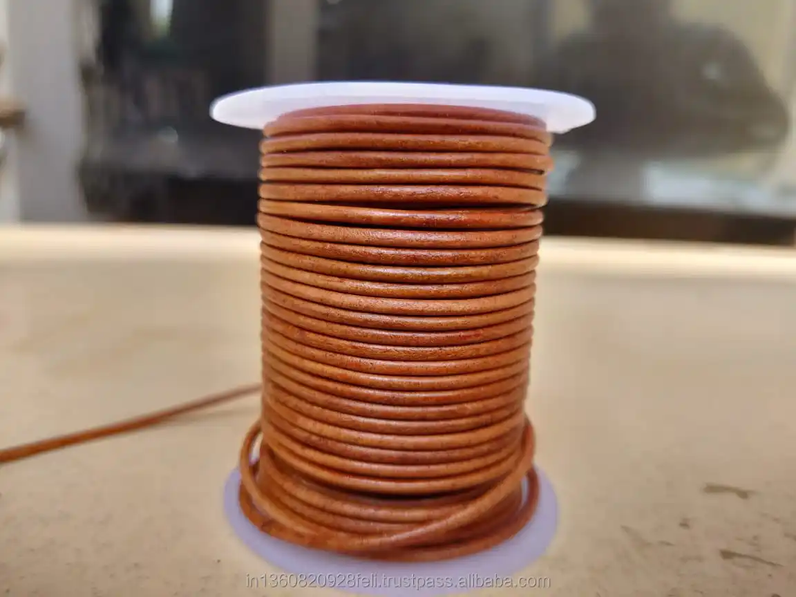 Gold And Bronze Colored Round Leather Cord For Jewelry Making