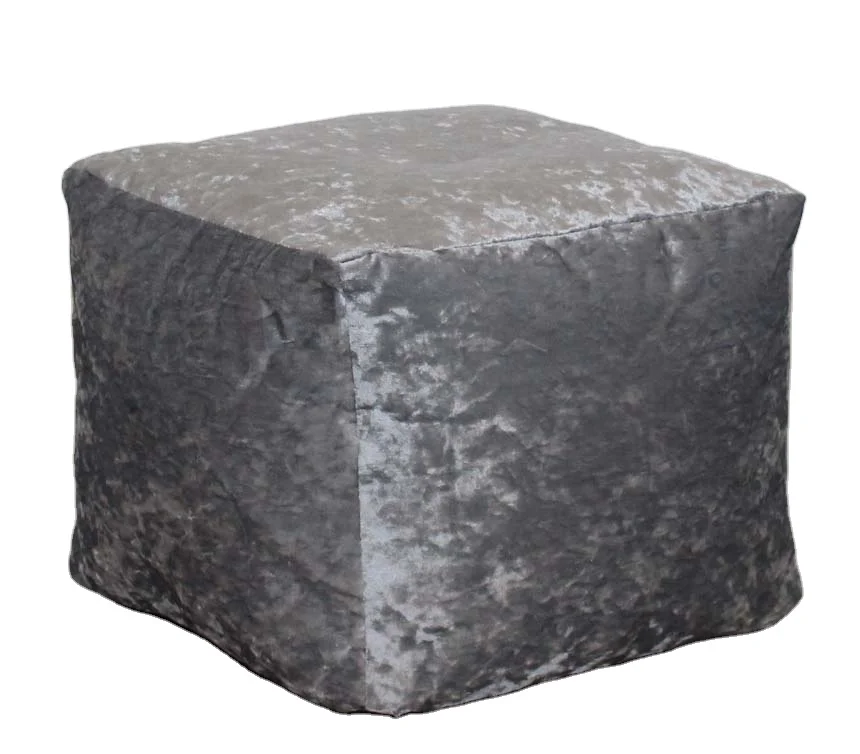 Soft Crushed velvet piping bean cube square Bean Bag